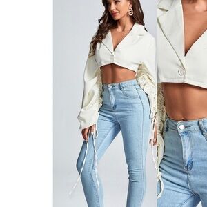 Stylish Cream Cropped Blazer